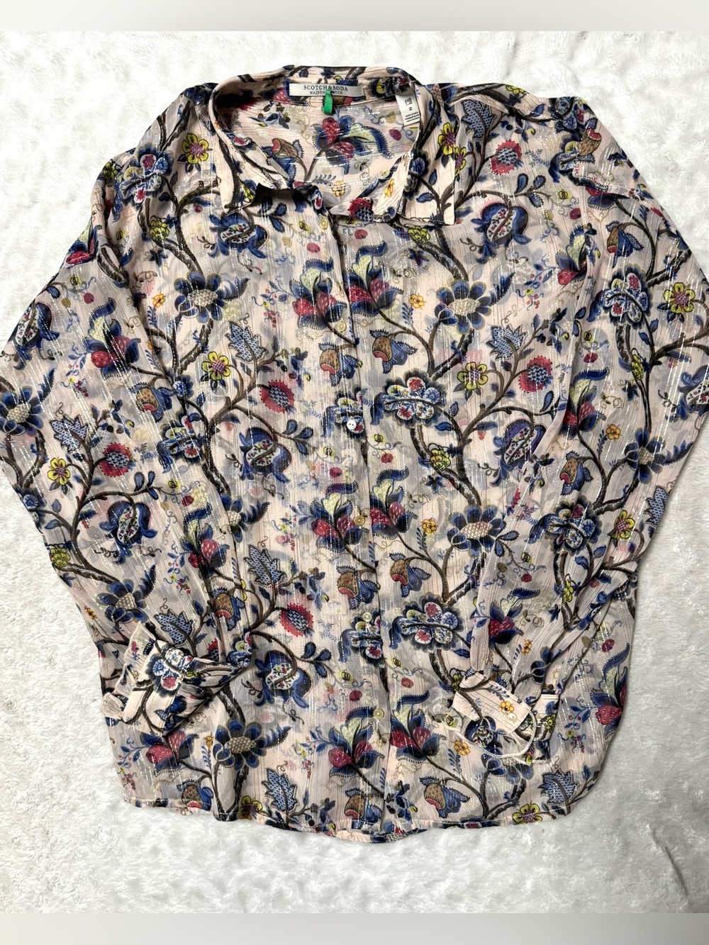 Scotch & Soda Semi Sheer Floral Print Button Down Too in Multicolor